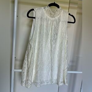 Cable & Gage Lace Blouse with High Neckline